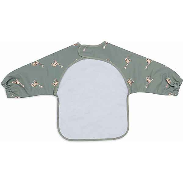 Slab met mouwen Jungle Jambo Ash Green van Jollein met giraffenprint en opvangrandje op ash green achtergrond