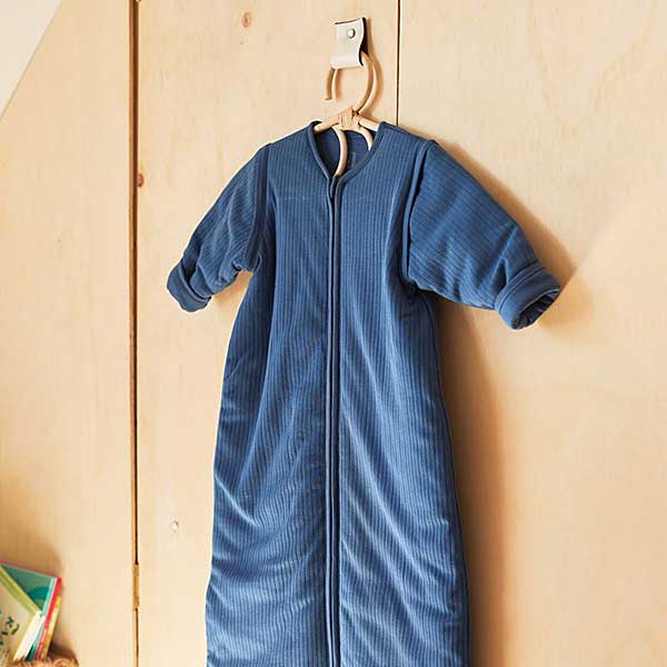 Jollein babyslaapzak Jeans Blue Basic Stripe maat met afritsbare mouwen