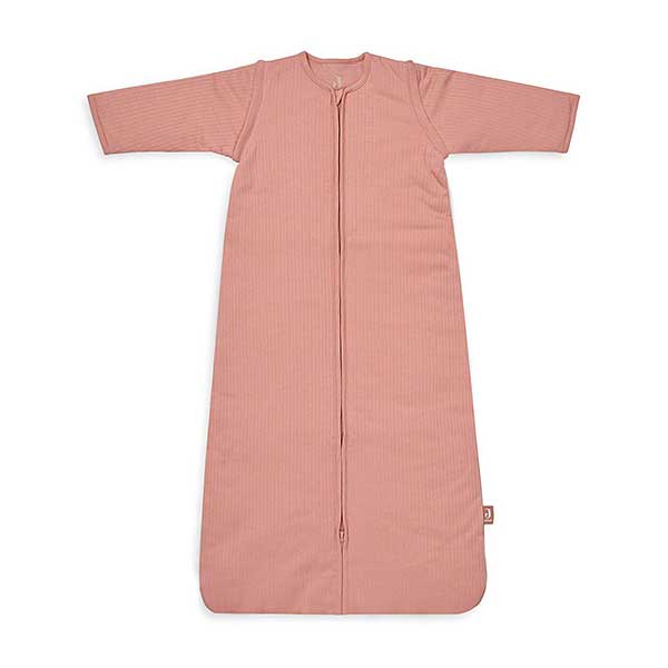 Jollein Basics slaapzak rosewood met afritsbare mouwen en ribstructuur