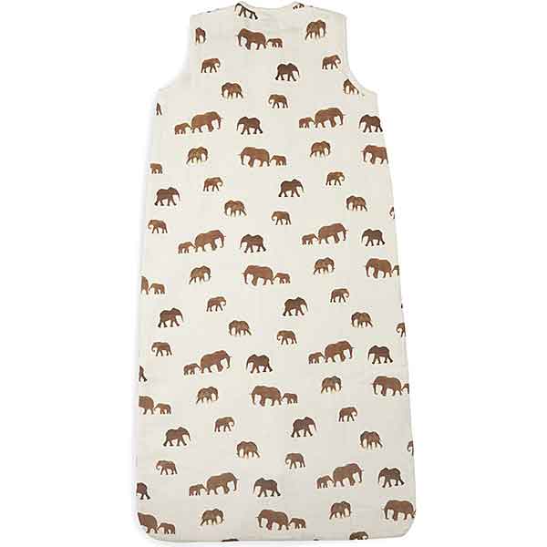 Jollein zomerslaapzak Savannah mouwloos met crèmekleurige olifantenprint