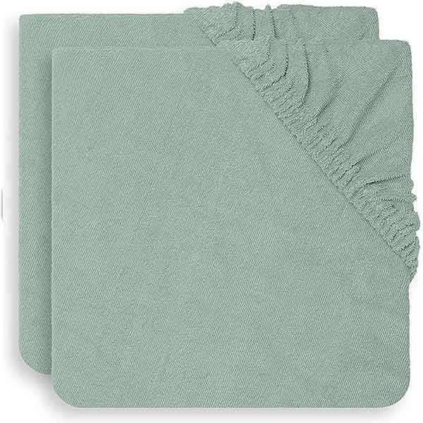Badstof aankleedkussenhoezen Ash Green van Jollein set van 2 stuks 75 x 85 cm Basics collectie