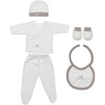 Interbaby kledingset newborn grijs met complete babyoutfit van katoen in luxe geschenkverpakking