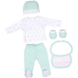 Interbaby kledingset newborn mintgroen met complete babyoutfit van katoen in luxe geschenkverpakking