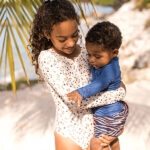 Baby jongens zwemboxer zebra blauw oranje met elastische taille en trekkoord