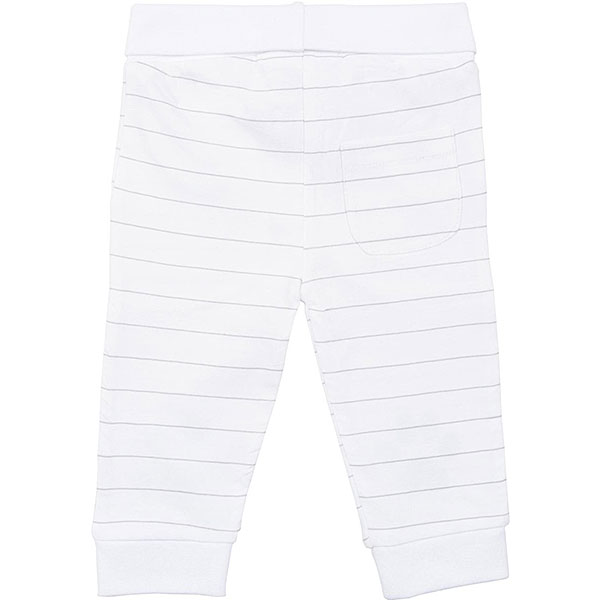 Frogs and Dogs baby broekje wit grijs strepen met zilveren pootafdrukken unisex.