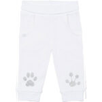Frogs and Dogs baby broekje wit met zilveren pootafdrukken unisex.