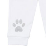 Frogs and Dogs baby broekje wit met zilveren pootafdrukken unisex.