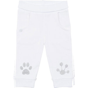 Frogs and Dogs baby broekje wit met zilveren pootafdrukken unisex.