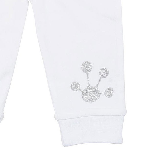 Frogs and Dogs baby broekje wit met zilveren pootafdrukken unisex.