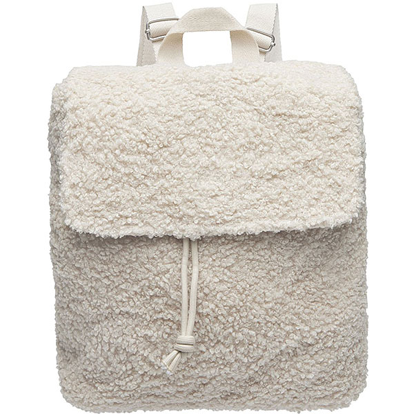 rugtas peuter boucle naturel teddy zacht kinderrugzak met trekkoord