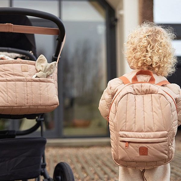 rugtas peuter puffed biscuit gewatteerd design kinderrugzak beige