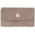 verschoonmatje baby cloudy rib milky coffee opvouwbaar met vakken onderweg