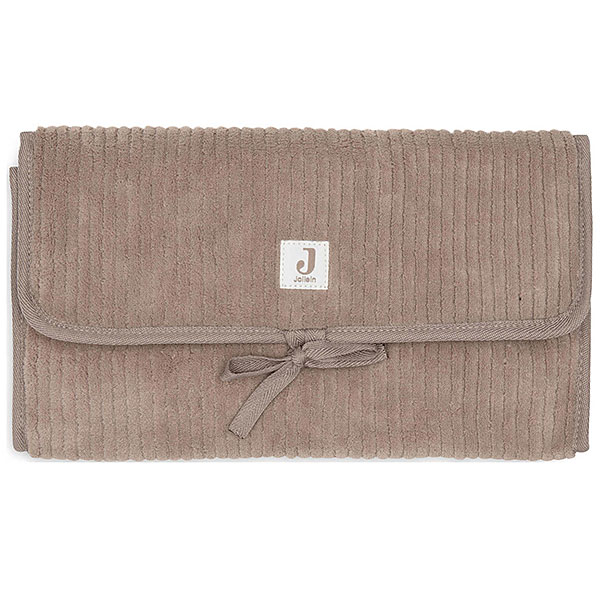 verschoonmatje baby cloudy rib milky coffee opvouwbaar met vakken onderweg