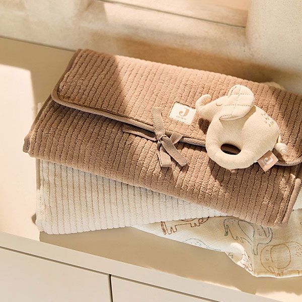 verschoonmatje baby cloudy rib oatmeal met vakken opvouwbaar onderweg