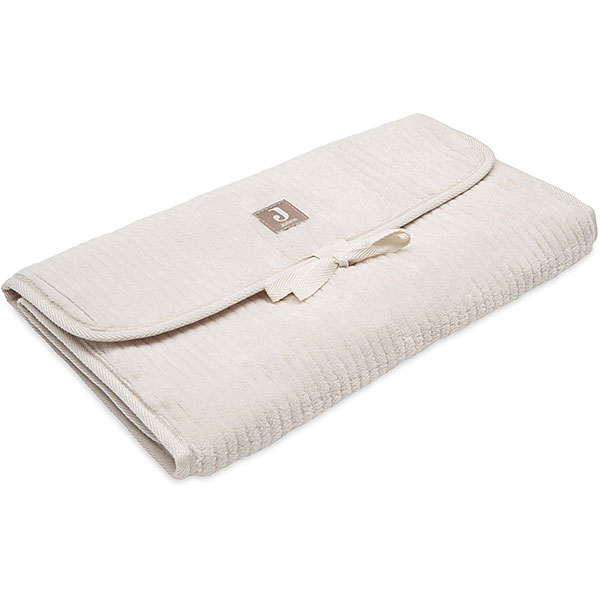 verschoonmatje baby cloudy rib oatmeal met vakken opvouwbaar onderweg