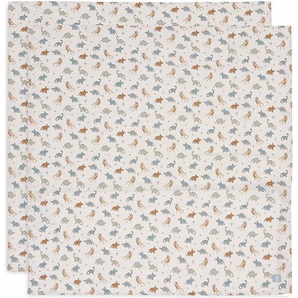 hydrofiele doeken Roarsome dino print 115x115 cm 2 stuks