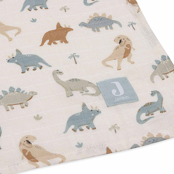 hydrofiele doeken Roarsome dino print 115x115 cm 2 stuks