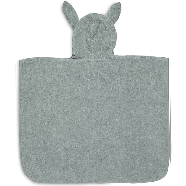 badponcho ash green van jollein met capuchon en oortjes