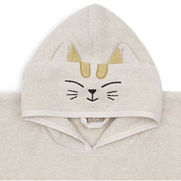 Badponcho Charlie the Cat van zachte badstof met kattenoortjes voor baby’s en peuters
