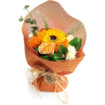 zeep bloemen boeket oranje luxe cadeau verpakking met badbloemen en rozen