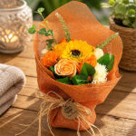 zeep bloemen boeket oranje luxe cadeau verpakking met badbloemen en rozen