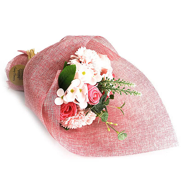 zeepbloemen boeket roze badbloemen cadeau decoratie