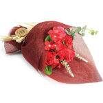 zeep bloemen boeket rood luxe cadeau verpakking met badbloemen en rozen