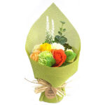 zeepbloemen boeket groen geel badbloemen cadeau decoratie