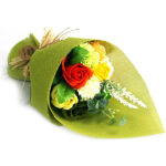 zeepbloemen boeket groen geel badbloemen cadeau decoratie