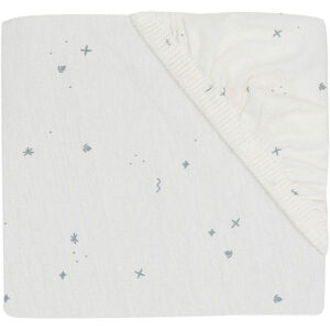 Hoeslaken jersey Twinkling Sea Green 60 x 120 cm met subtiele sterrenprint voor babybedjes