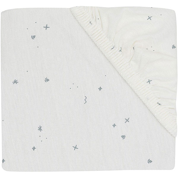 Hoeslaken jersey Twinkling Sea Green 60 x 120 cm met subtiele sterrenprint voor babybedjes