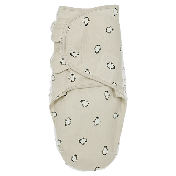 Meyco wrapper/inbakerdoek Penguin Soft Sand 0-3 mnd - pinguinprint beige
