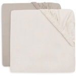 Jollein hoeslaken Basics Jersey Oatmeal en Sand set van 2 voor babybed van 40/50 x 80/90 cm