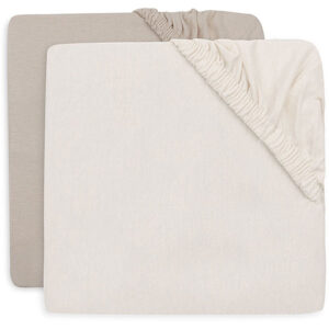 Jollein hoeslaken Basics Jersey Oatmeal en Sand set van 2 voor babybed van 40/50 x 80/90 cm