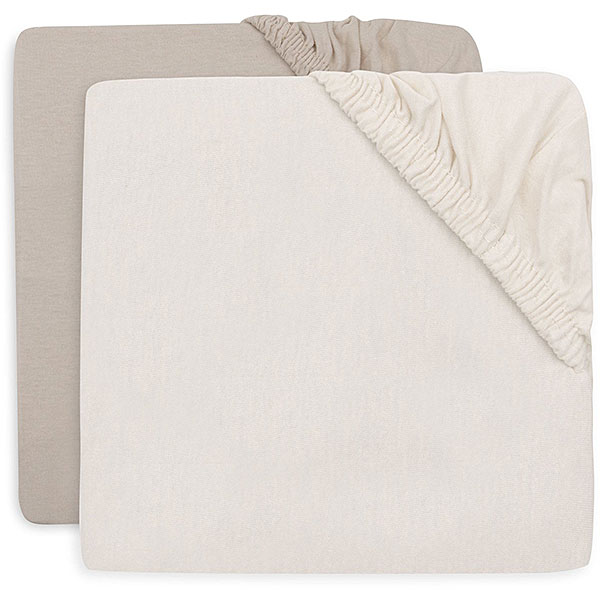 Jollein hoeslaken Basics Jersey Oatmeal en Sand set van 2 voor babybed van 40/50 x 80/90 cm