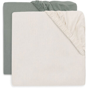 Jollein hoeslaken Basics Jersey Sea Green en Ivory set van 2 voor babybed van 40/50 x 80/90 cm