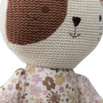 Jollein knuffel Jill poes met gebreid lijfje en bloemenjurk in zachte roze en beige kleuren
