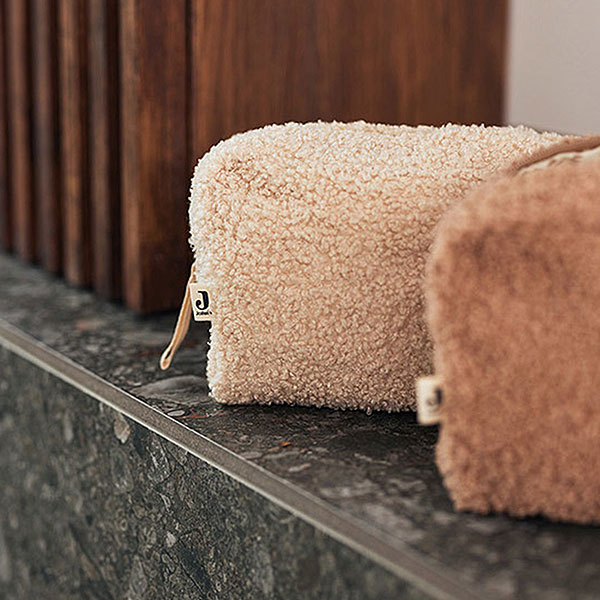 Jollein etui Boucle Natural met zachte Boucle stof en speelse Natural voering voor babyaccessoires