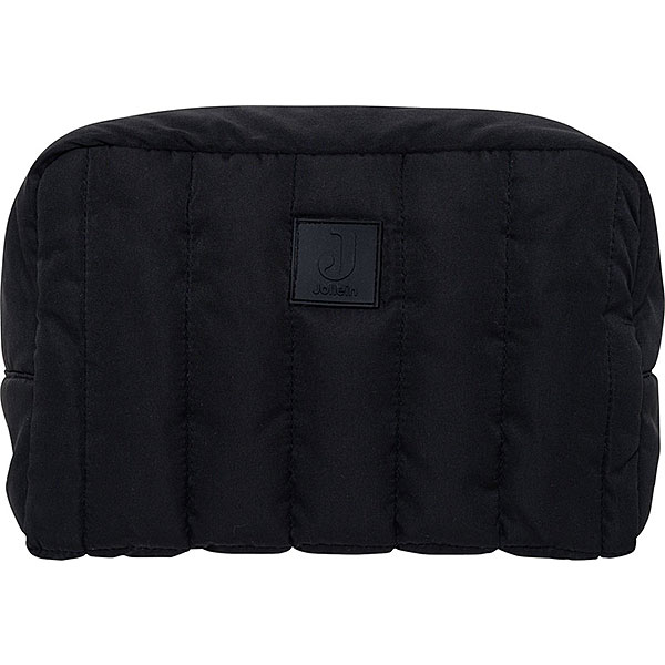Jollein etui Puffed Black met zwart witte voering en gewatteerde stof voor babyaccessoires en verzorgingsspullen