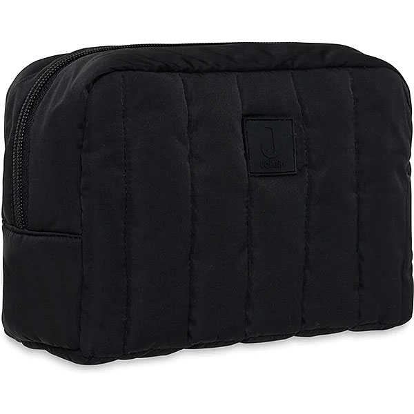Jollein etui Puffed Black met zwart witte voering en gewatteerde stof voor babyaccessoires en verzorgingsspullen