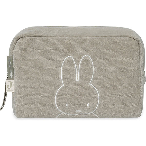 Jollein luier etui badstof Nijntje Olive Green met geborduurd Nijntje gezichtje in olijfgroen