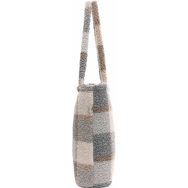Luiertas shopper Check Boucle van zachte bouclé stof met verschoonmatje