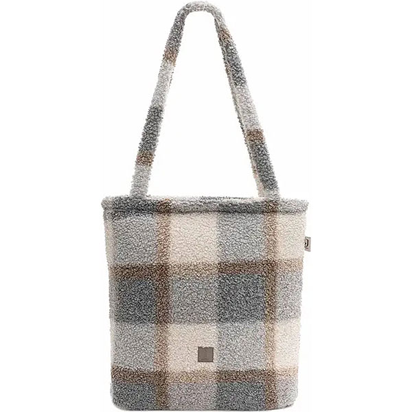 Luiertas shopper Check Boucle van zachte bouclé stof met verschoonmatje