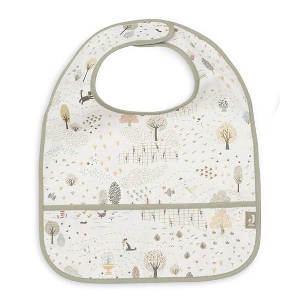 Jollein slab waterproof Tiny Park 2 stuks met Charlie the Cat, Diego the Dog en boompjesprint in ivoor en grijs