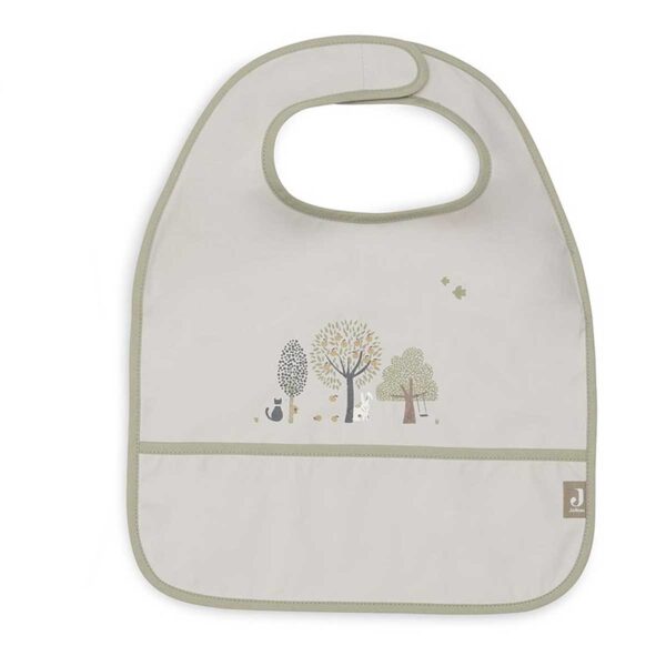Jollein slab waterproof Tiny Park 2 stuks met Charlie the Cat, Diego the Dog en boompjesprint in ivoor en grijs