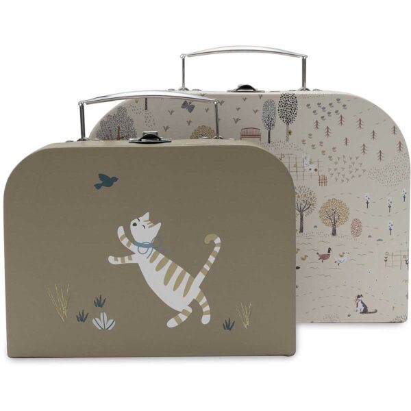 Speelkoffertje Tiny Park 2 stuks van Jollein met Charlie the Cat en Tiny Park illustraties