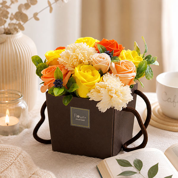 zeep bloemen boeket lente bloemen handgemaakt kleurrijk boeket met zeepbloemen