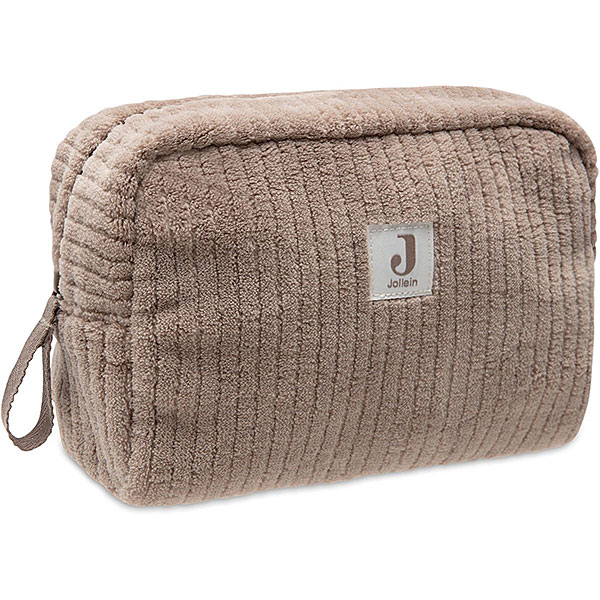 Jollein etui Cloudy Rib Milky Coffee met zachte ribstof en compacte opbergvorm voor babyaccessoires