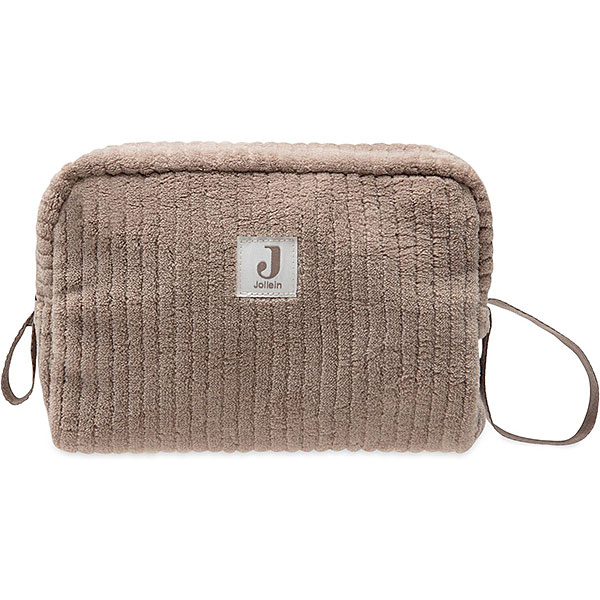 Jollein etui Cloudy Rib Milky Coffee met zachte ribstof en compacte opbergvorm voor babyaccessoires
