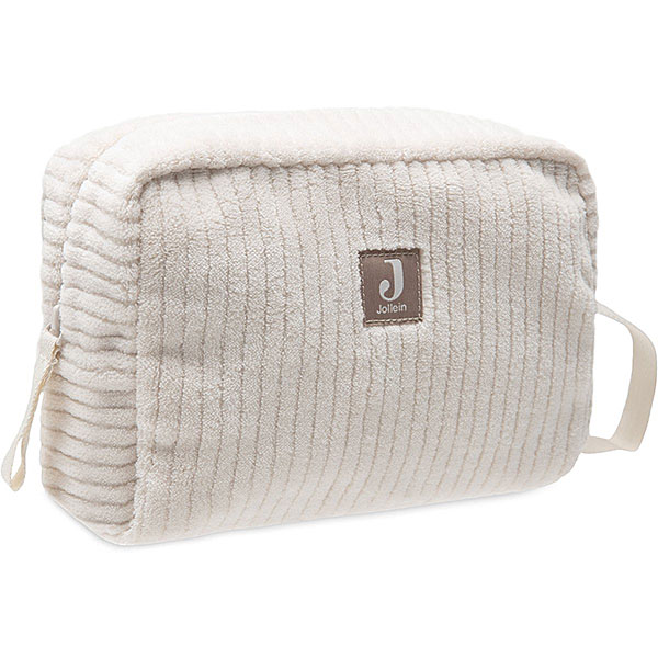 Jollein etui Cloudy Rib Oatmeal met zachte ribstof en compacte opbergvorm voor babyaccessoires